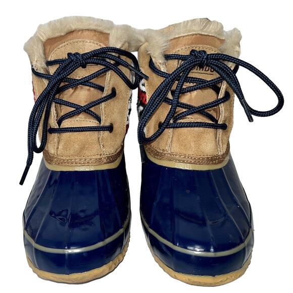 Khombu Women's Jazzy Snow Winter Duck Boots Size 7M Leather Sweater Steel Shank - Picture 2 of 9